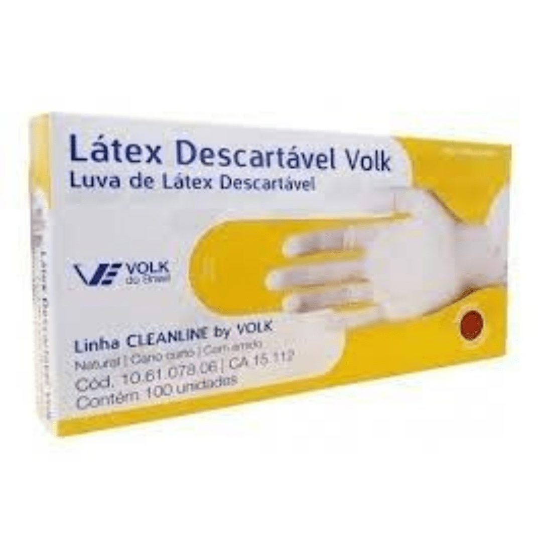 Luva de Látex Descartável Volk Com Talco Caixa Com 100 - Imagem 3