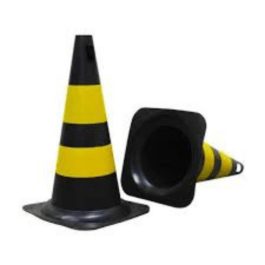 Cone Rígido Com Faixa Reflexiva Preto e Amarelo