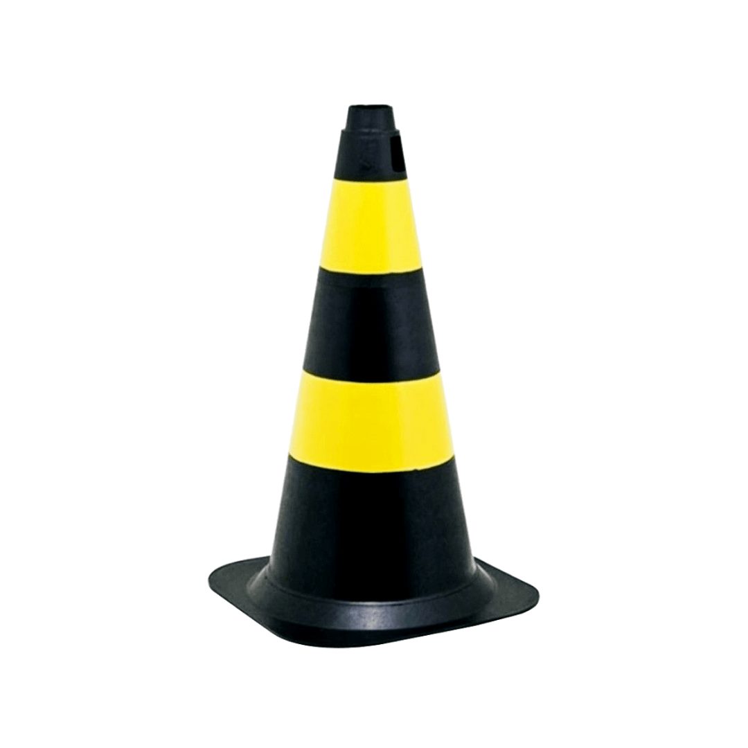 Cone Rígido Preto e Amarelo