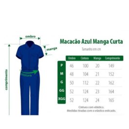 Macacão Azul Manga Longa